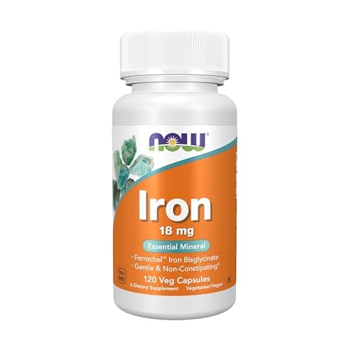 NOW Foods — Iron 18 mg, Ferrochel Ferrous Bisglycinate (120 veg capsules)