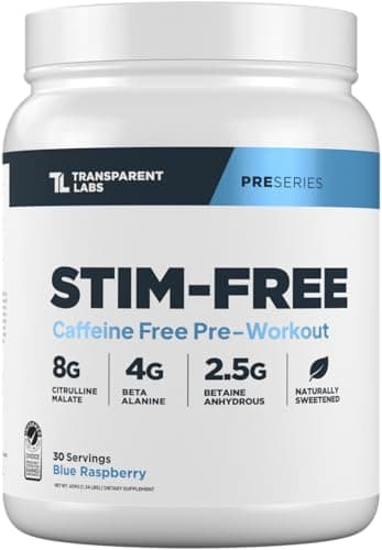 Transparent Labs Stim-Free Pre-Workout (Blue Raspberry, 30 servings)