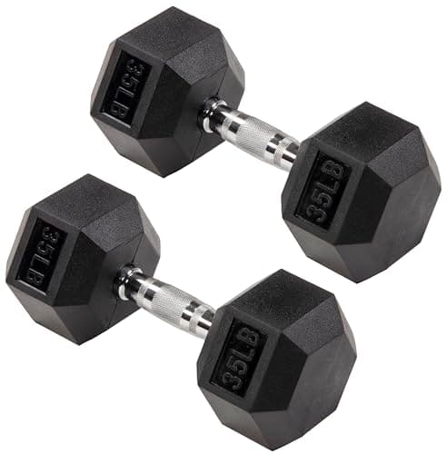 Signature Fitness — Signature Fitness Premium Rubber Encased Hex Dumbbell (Pair)