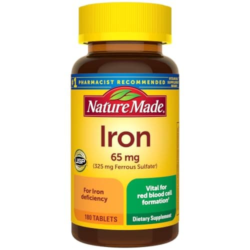 Nature Made Iron 65 mg, 325 mg Ferrous Sulfate (180 tablets)