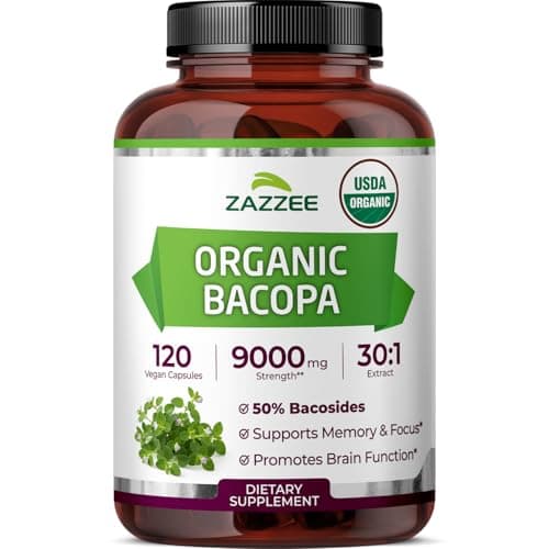 Zazzee Zazzee USDA Organic Bacopa 30:1 Extract, 50% Bacosides (120 Vegan Capsules)