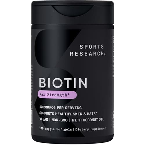 Sports Research Biotin 10,000 mcg with Coconut Oil (120 softgels)