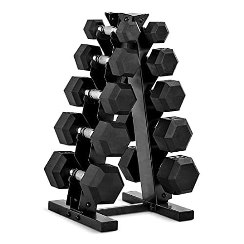 CAP Barbell — CAP 150 lb Rubber Hex Dumbbell Set with A-Frame Rack