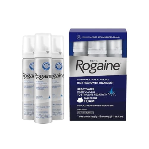 Rogaine — Men's Rogaine 5% Minoxidil Topical Foam, Unscented (3-month supply, 3 x 2.11 oz)