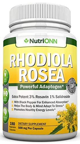 NutriONN NutriONN Rhodiola Rosea 500 mg, 3% Rosavins (180 Vegan Capsules)
