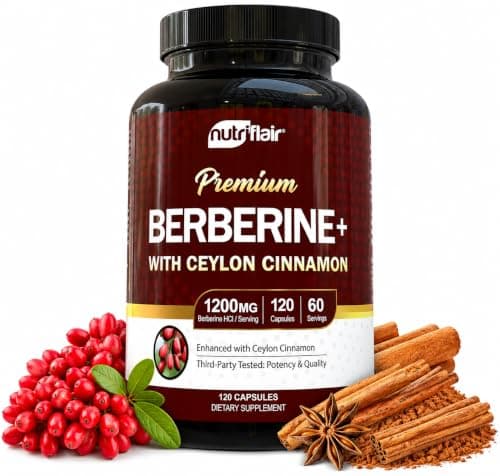 NutriFlair Berberine HCl 1200 mg plus Ceylon Cinnamon (120 capsules)